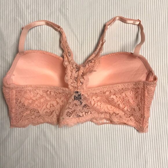 XOXO Pink Lace Racerback Bralette 34B Small Light Padding Padded Longline - Picture 5 of 6